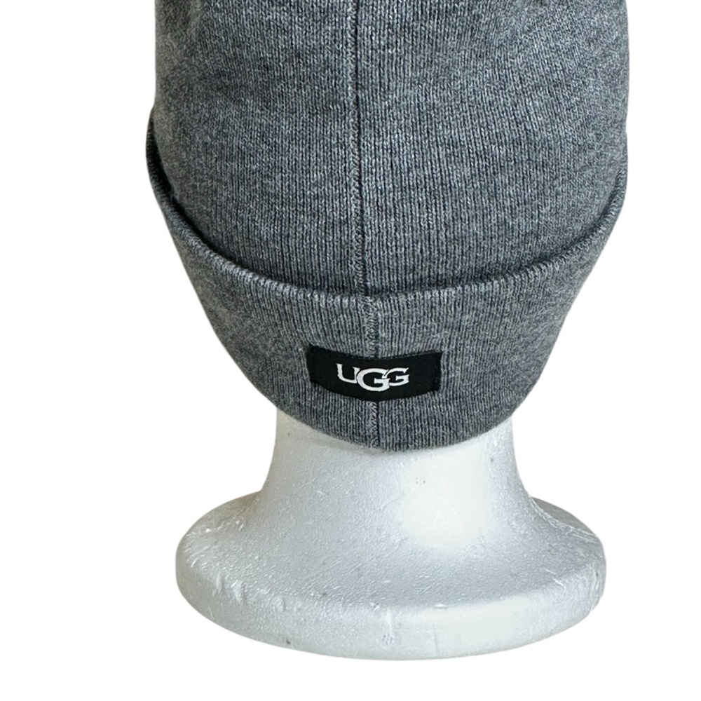 Ugg Ribbed Logo Patch Beanie One Size Charcoal Un… - image 4